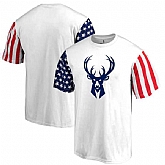 Men's Milwaukee Bucks Fanatics Branded Stars & Stripes T-Shirt White FengYun,baseball caps,new era cap wholesale,wholesale hats